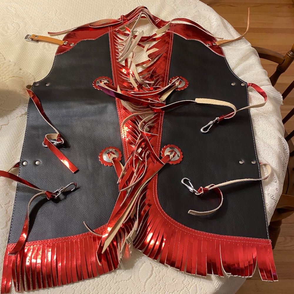 Hilason Western faux & leather kids Junior Youth Pro Rodeo Bull Riding Chaps